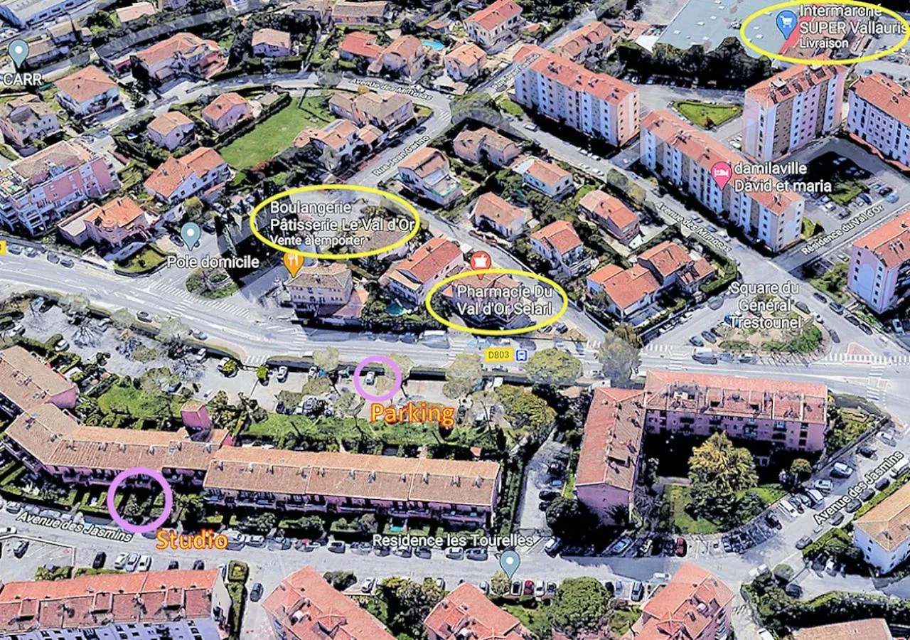 Cosy, Wi-Fi, Jardin & Parking, Jasmins Studio Entre Cannes Et Antibes Vallauris 0*,  Fransa